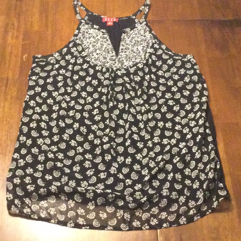 Black floral tank top